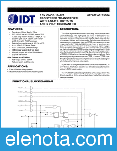 IDT 74LVC16500A datasheet