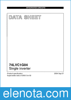 Philips 74LVC1G04 datasheet