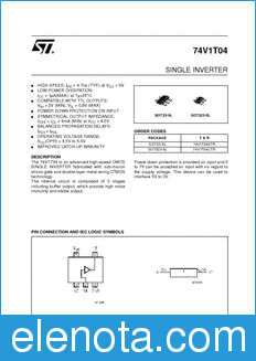 STMicroelectronics 74V1T04CTR datasheet