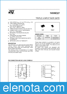 STMicroelectronics 74VHC27TTR datasheet