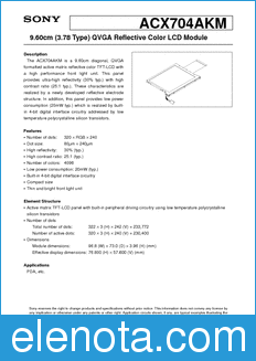 Sony Semiconductor ACX704AKM datasheet