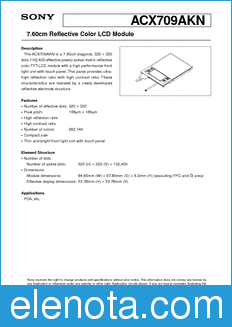 Sony Semiconductor ACX709AKN datasheet