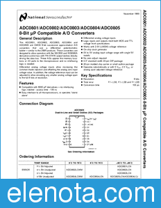 National Semiconductor ADC0804 datasheet
