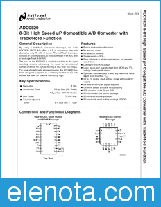 National Semiconductor ADC0820 datasheet