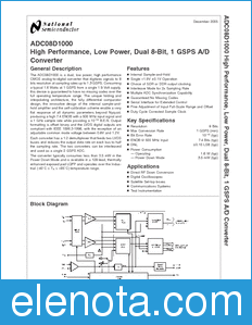 National Semiconductor ADC08D1000 datasheet