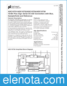 National Semiconductor ADC10738 datasheet