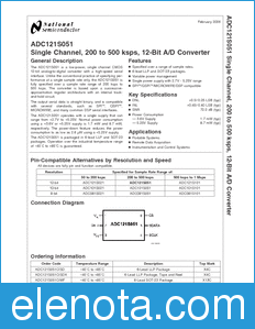 National Semiconductor ADC121S051 datasheet