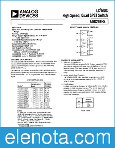 Analog Devices ADG201HS datasheet