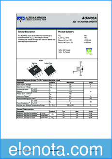 Alpha&Omega Semiconductor AO4406A datasheet