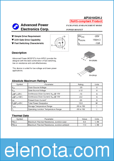 Advanced Power Electronics AP3310GH/J datasheet