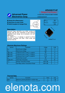 Advanced Power Electronics AP9450GYT-HF datasheet