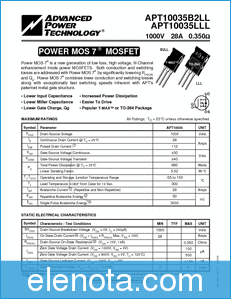 Advanced Power Technology APT10035B2LL datasheet