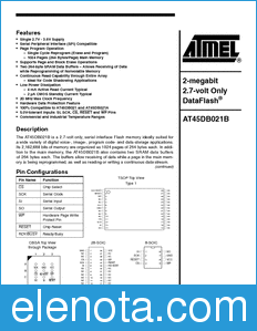 Atmel AT45DB021B datasheet