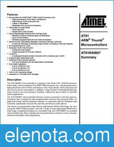 Atmel AT91R40807 datasheet