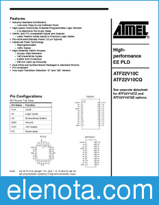 Atmel ATF22V10C datasheet