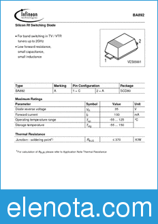Infineon BA892 datasheet