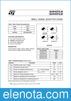 STMicroelectronics BAR42 datasheet