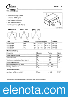 Infineon BAR63-04W datasheet