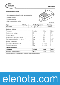 Infineon BAS140W datasheet