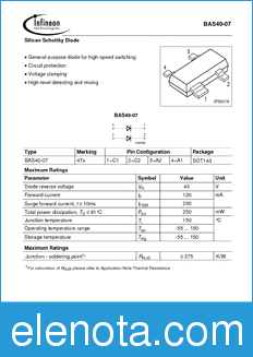 Infineon BAS40-07 datasheet