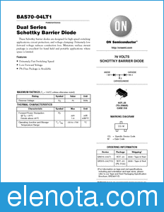 ON Semiconductor BAS70-04LT1 datasheet