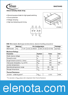 Infineon BAS70-04S datasheet