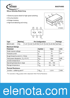 Infineon BAS70-06S datasheet