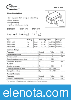 Infineon BAS70-06 datasheet