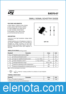 STMicroelectronics BAS70-07FILM datasheet
