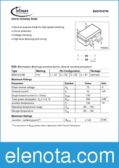 Infineon BAS70-07W datasheet