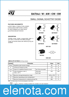 STMicroelectronics BAT54ACJW datasheet