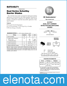 ON Semiconductor BAT54SLT1 datasheet