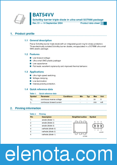 Philips BAT54VV datasheet