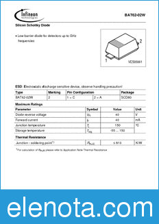 Infineon BAT62-02W datasheet