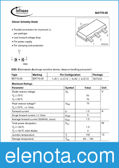 Infineon BAT70-05 datasheet