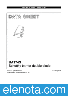 Philips BAT74S datasheet
