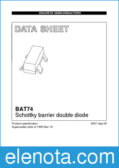 Philips BAT74 datasheet