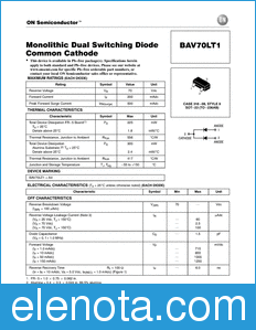 ON Semiconductor BAV70LT1 datasheet