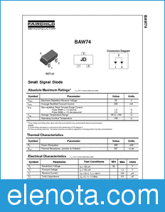 Fairchild BAW74 datasheet