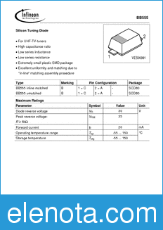 Infineon BB555 datasheet