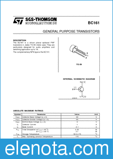 STMicroelectronics BC161 datasheet