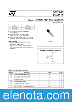 STMicroelectronics BC327-40 datasheet