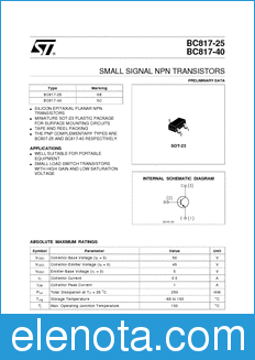 STMicroelectronics BC817-25 datasheet