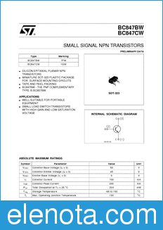 STMicroelectronics BC847BW datasheet