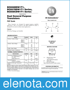 ON Semiconductor BC856BDW1T1 datasheet