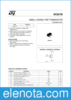 STMicroelectronics BC857B datasheet