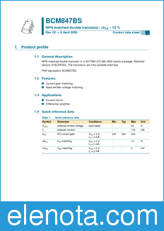 Philips BCM847BS datasheet