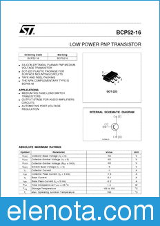 STMicroelectronics BCP52-16 datasheet