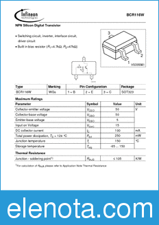 Infineon BCR116W datasheet