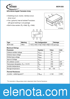 Infineon BCR133S datasheet